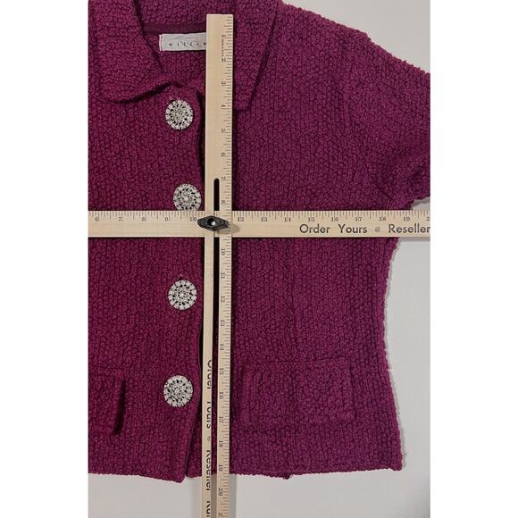 Willow Jacket Women Small Purple Pink Sweater Jeweled Buttons Blazer Cable Knit - Picture 7 of 9